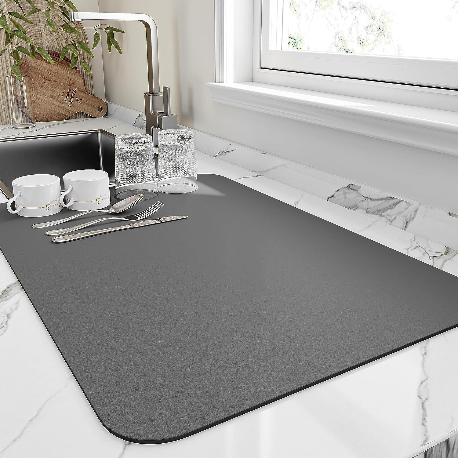 Waterproof Kitchen Dish Drying Mat with Heat-Resistant Anti-Slip Backing