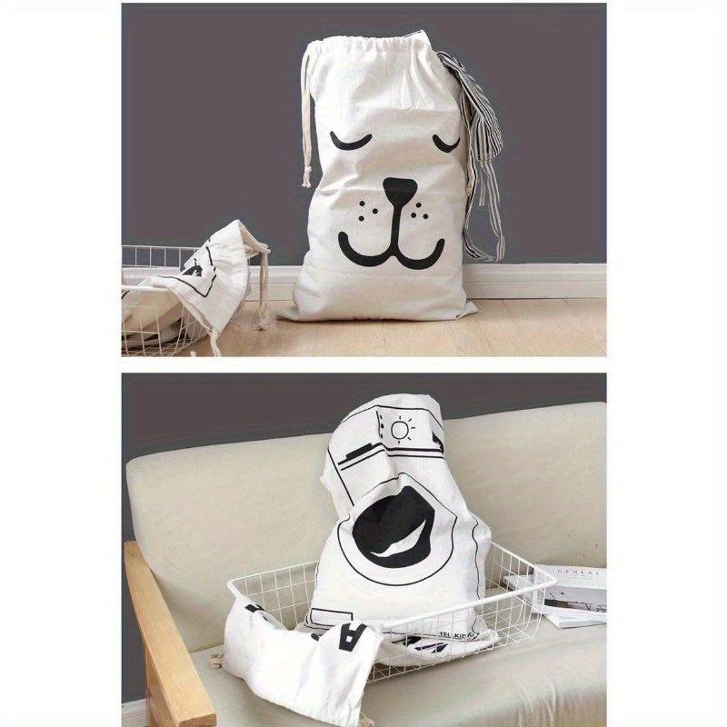 Chizilgan yopqich bilan kanvas kir yuvish sumkasi kiyimlar va yostiqlar uchun