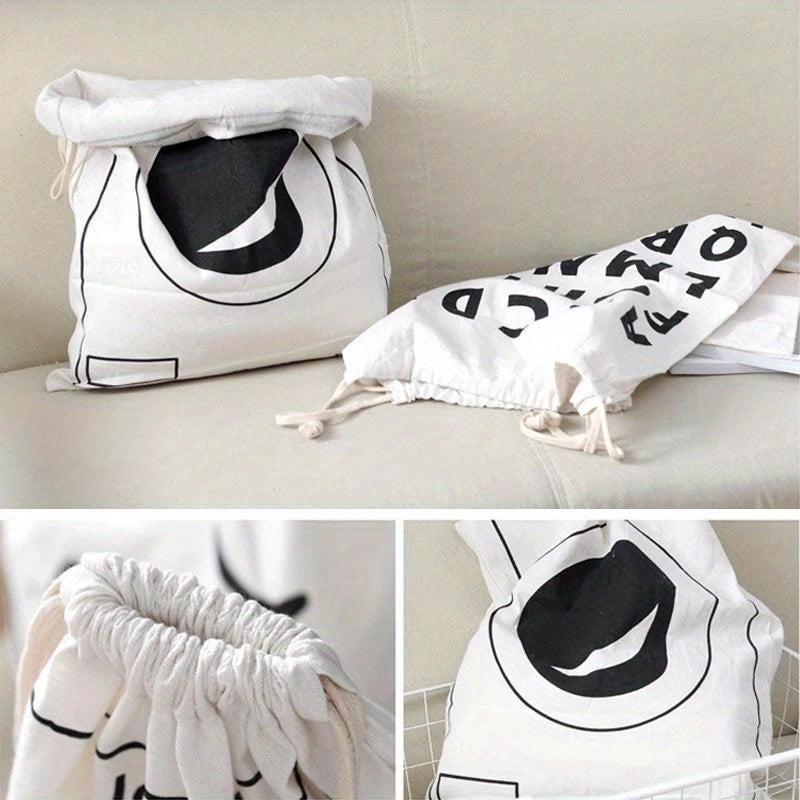 Chizilgan yopqich bilan kanvas kir yuvish sumkasi kiyimlar va yostiqlar uchun