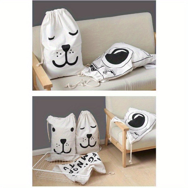 Chizilgan yopqich bilan kanvas kir yuvish sumkasi kiyimlar va yostiqlar uchun