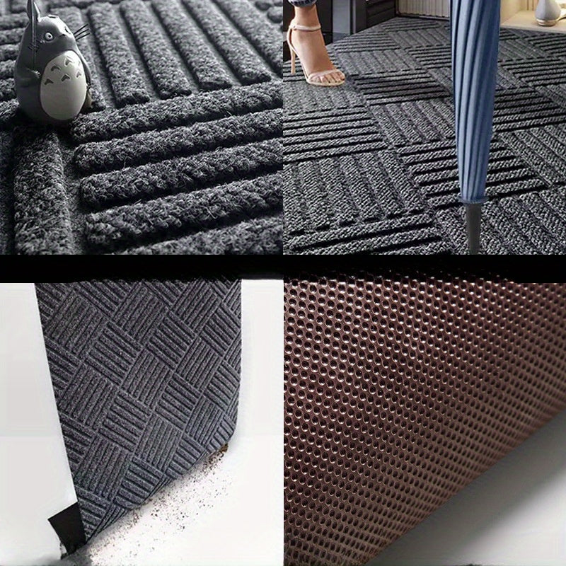 Rubber Door Mat for Entrance Non-Slip Indoor Foyer Floor Protector