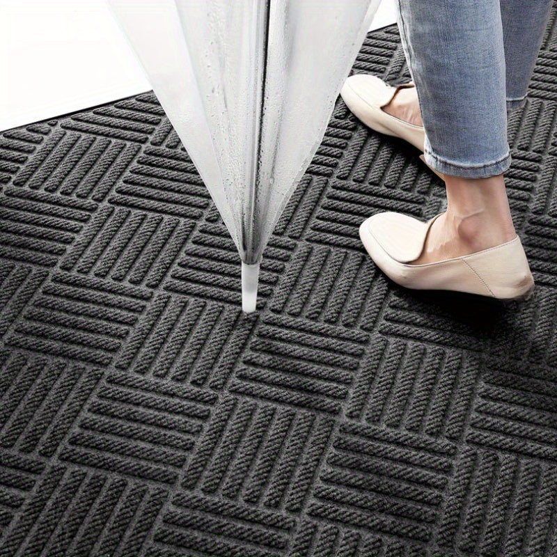 Rubber Door Mat for Entrance Non-Slip Indoor Foyer Floor Protector