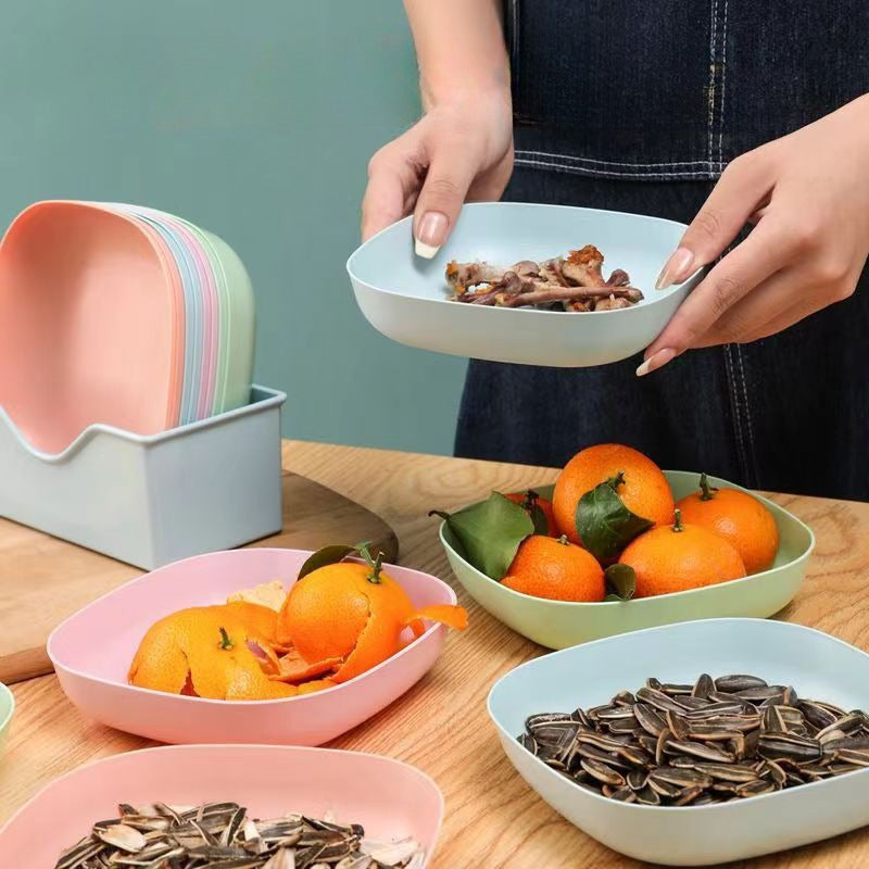 Set of 10 Reusable Fruit and Dessert Serving Plates with Washable Multifunctional Design