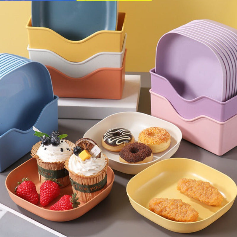Set of 10 Reusable Fruit and Dessert Serving Plates with Washable Multifunctional Design