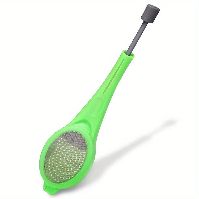 Reusable Tea Infuser with Built-in Plunger, Plastic Strainer for Tea and Coffee