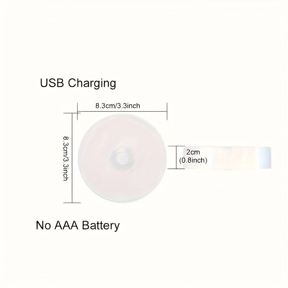 1 шт. Перезаряжаемый светодиодный ночник с датчиком движения - Умная индукция человеческого тела, USB зарядка, беспроводное управление, аккумулятор 250 мАч, большая емкость, безопасность дома и энергоэффективность, белый цвет