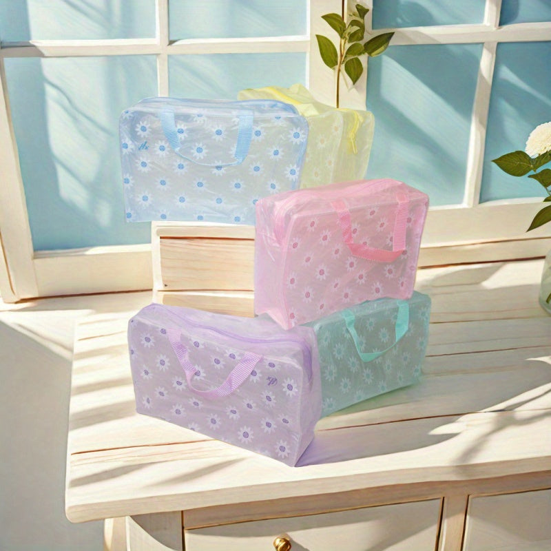 Set of 5 Colorful Transparent Frosted Waterproof Zipper Storage Bags for Kids Travel