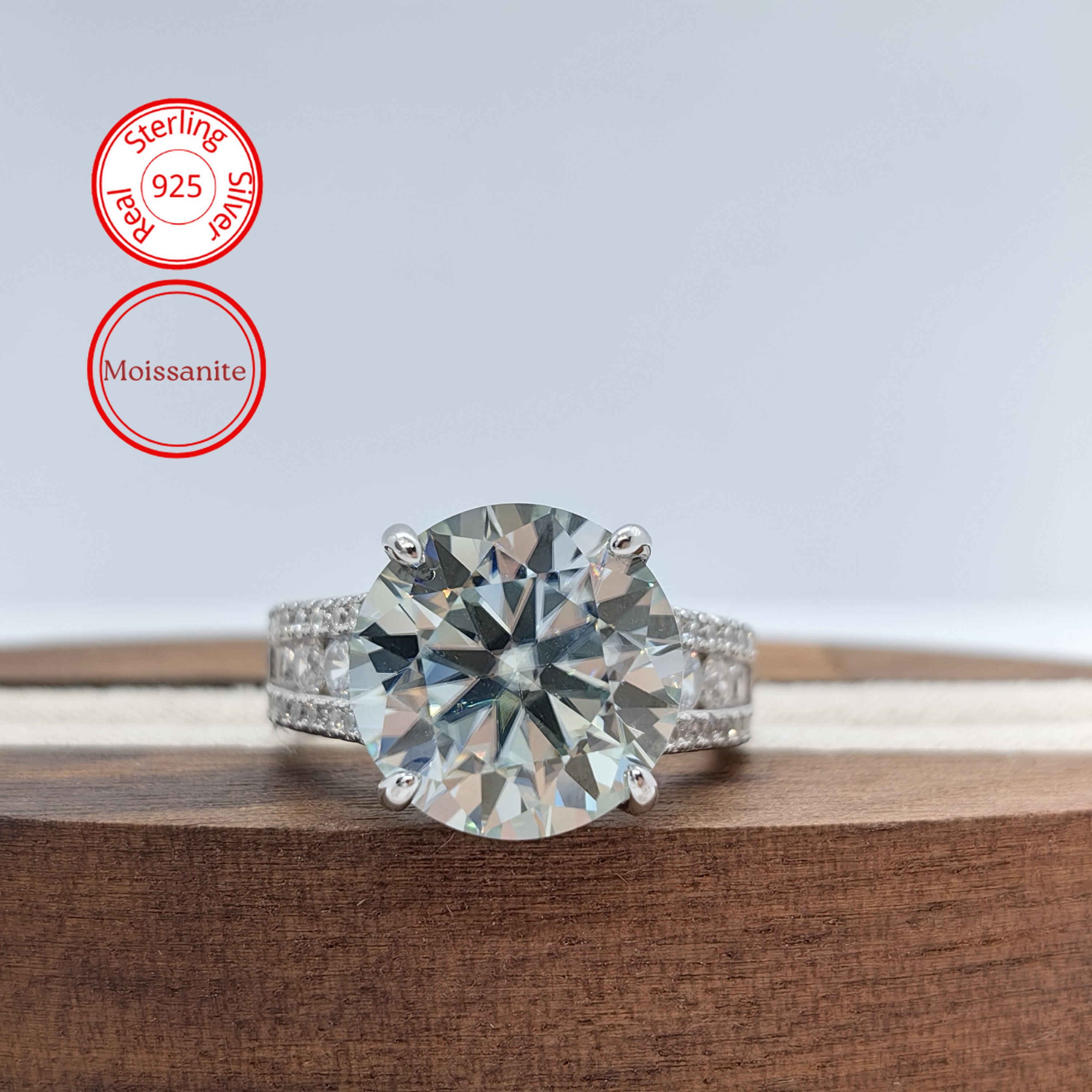 Moissanite Butterfly Engagement Ring 10 Carat Sterling Silver Wedding Proposal Jewelry