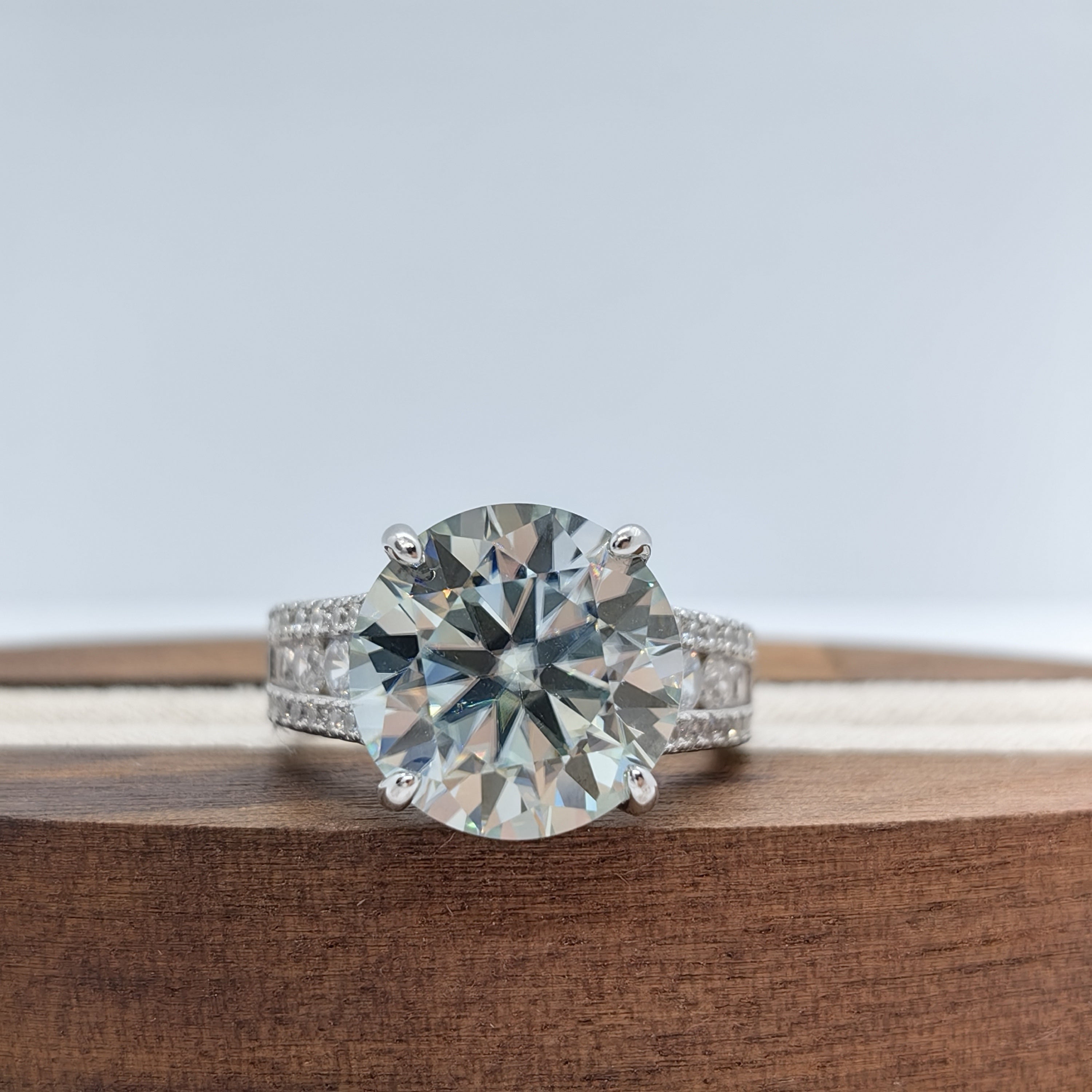 Moissanite Butterfly Engagement Ring 10 Carat Sterling Silver Wedding Proposal Jewelry