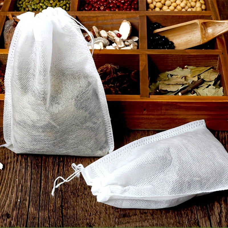 100 ta qayta ishlatiladigan muslin ipli sup bag'lari to'plami - ovqat uchun xavfsiz ziravorlar infuzer filtri paketlari, pishirish, suyak bulyoni, Xitoy tibbiyoti, choy - oshxona uchun zarur aksessuarlar