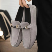 Men's Solid Color Penny Loafers Rubber Sole Slip-On Casual Shoes for Outdoor Walking and Driving