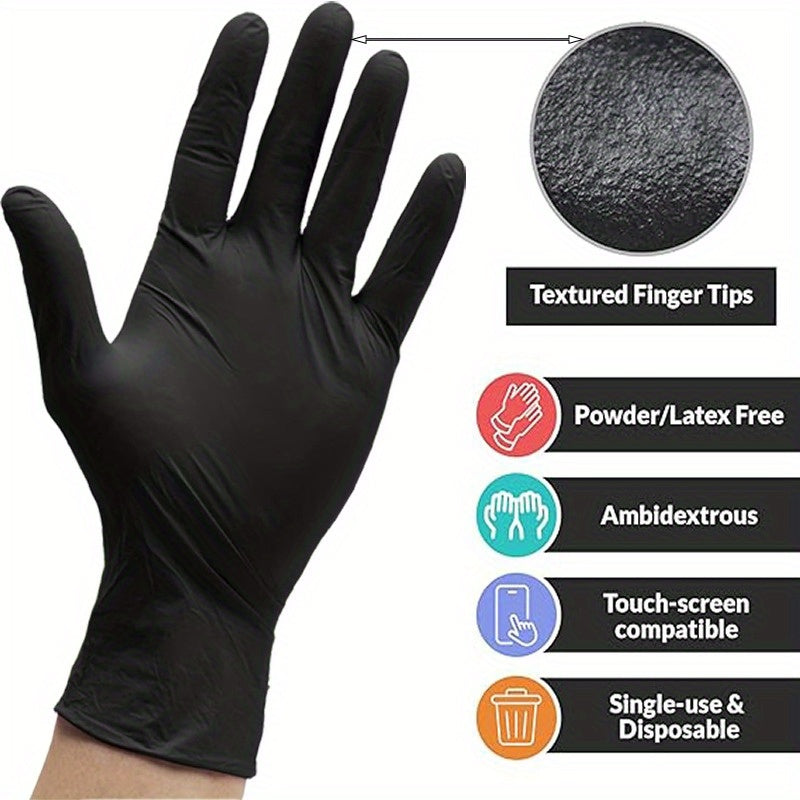 Black Nitrile Disposable Gloves 50 or 100 Pack, 5 Mil Thick, Latex-Free, Versatile