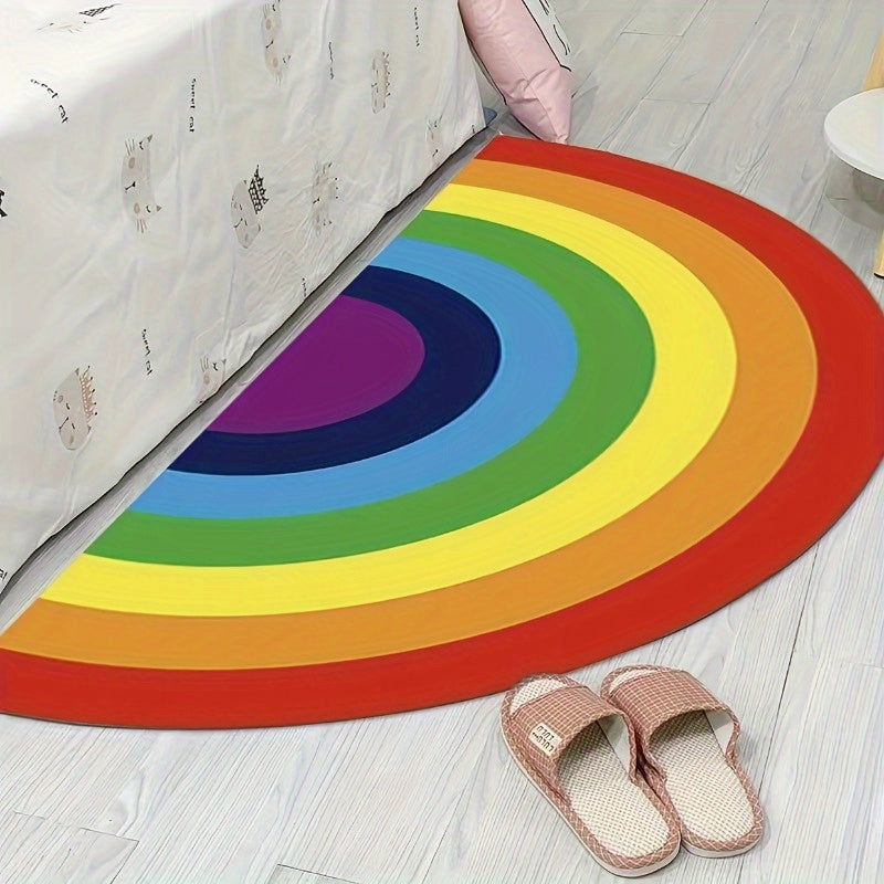 Элегантный черный бархатный радужный ковер - мягкий, нескользящий и машинно-стираемый, идеально подходит для улучшения декора спальни и гостиной, имеет яркий многоцветный дизайн, изготовлен из 100% полиэстера, идеально подходит для полов в спальне.
