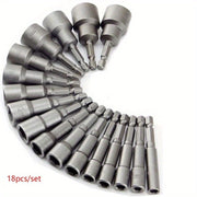18-Piece Hex Socket and Nut Driver Set 5-13mm Chrome Vanadium Steel for DIY Home Projects