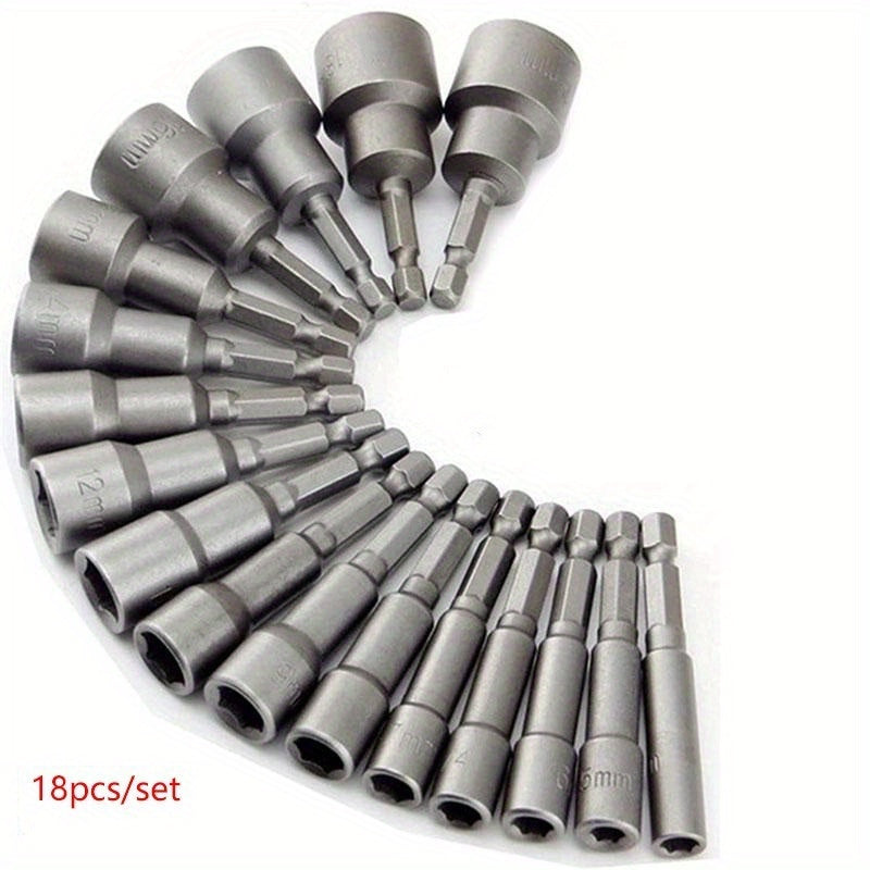 18-Piece Hex Socket and Nut Driver Set 5-13mm Chrome Vanadium Steel for DIY Home Projects