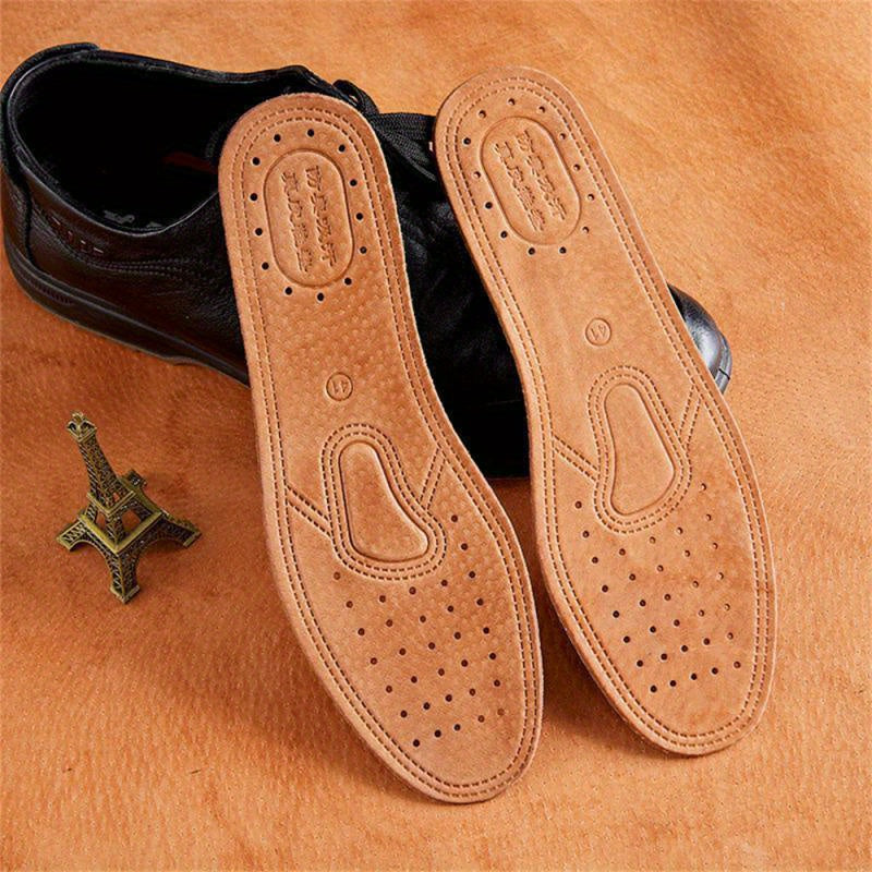 Unisex Leather Shoe Insoles Breathable Odor-Resistant Footbeds for Casual and Sports Shoes