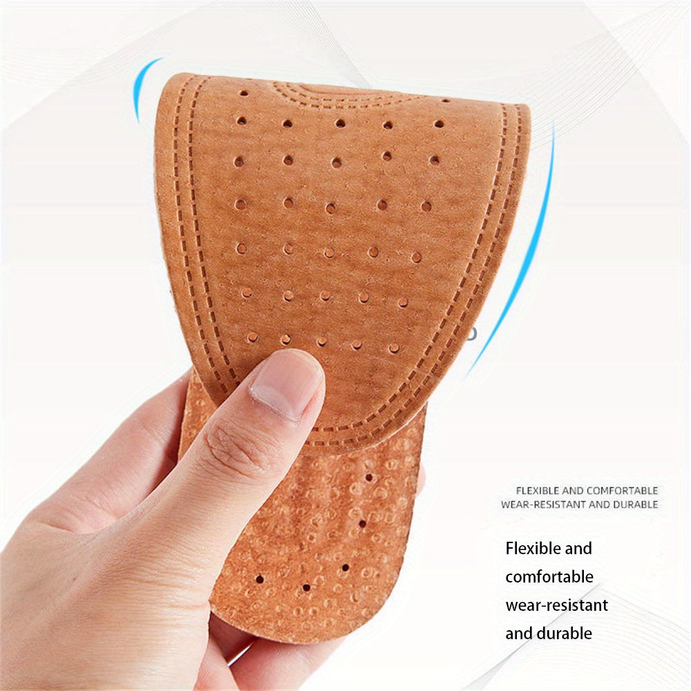 Unisex Leather Shoe Insoles Breathable Odor-Resistant Footbeds for Casual and Sports Shoes