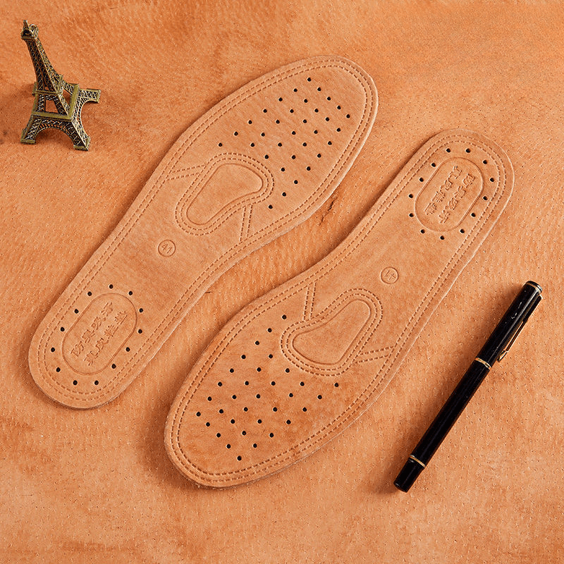 Unisex Leather Shoe Insoles Breathable Odor-Resistant Footbeds for Casual and Sports Shoes