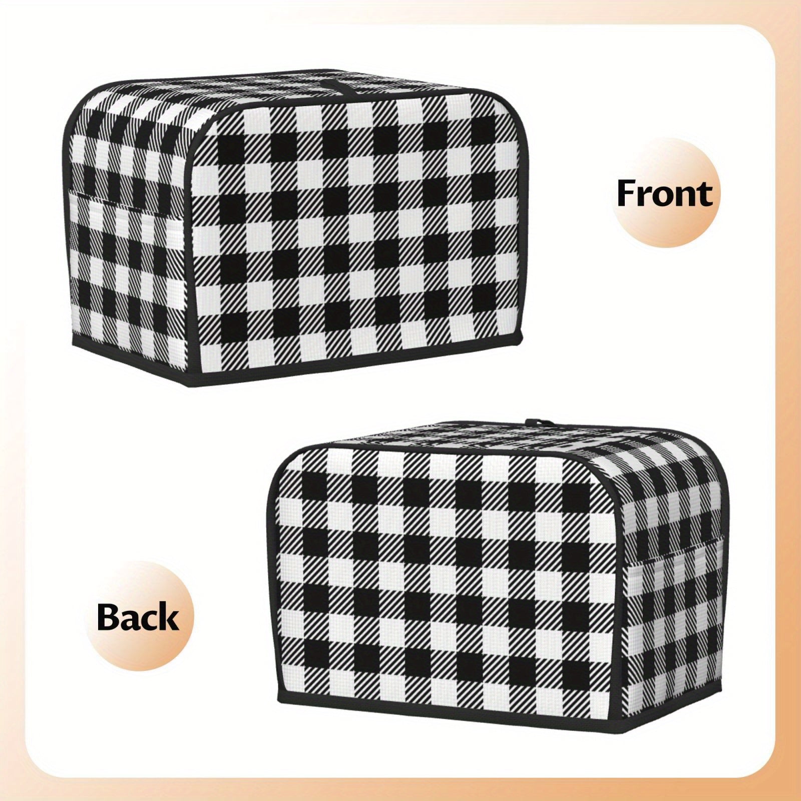 Plaid Quilted Toaster Cover Dust Protector for Kitchen Countertop 2-Slice