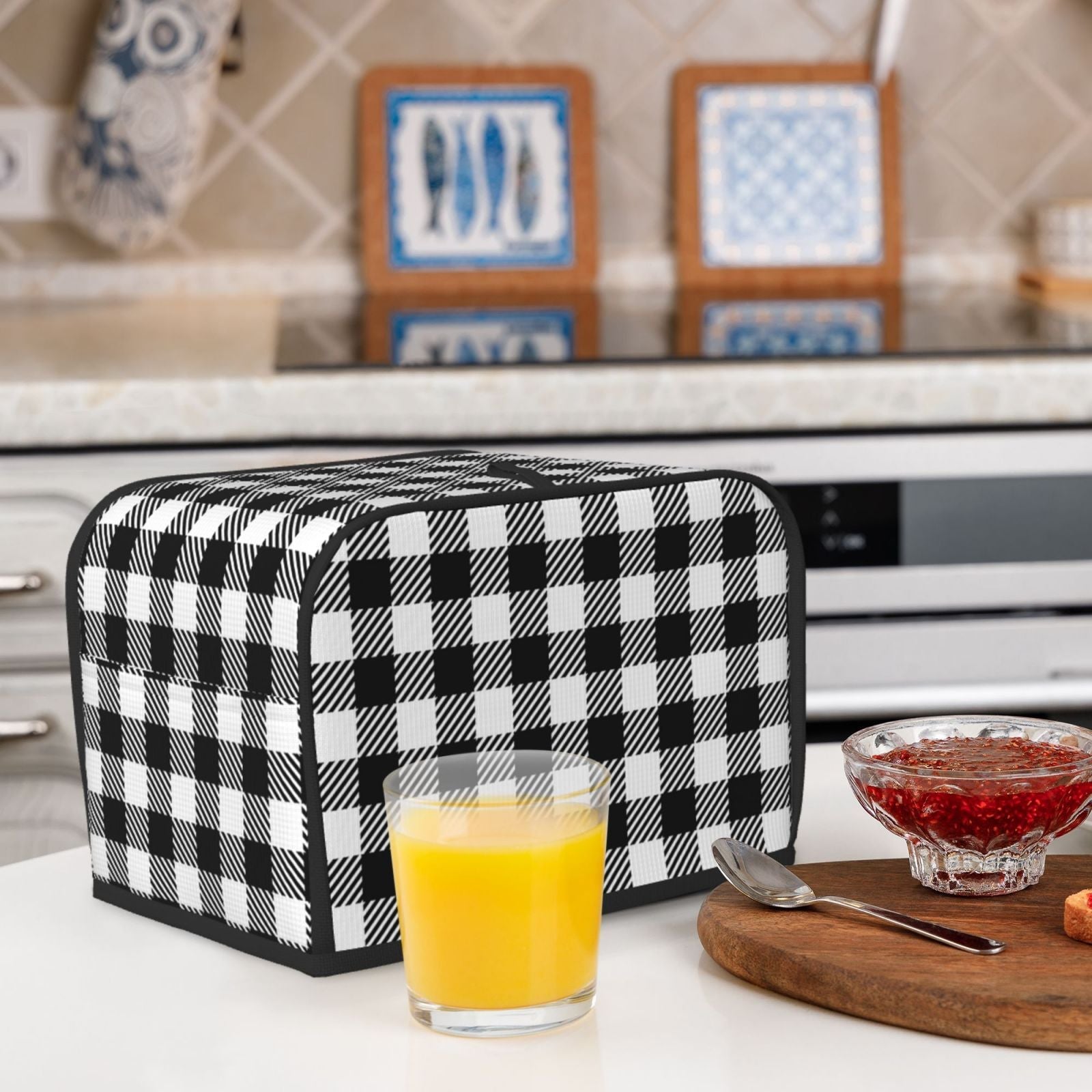 Plaid Quilted Toaster Cover Dust Protector for Kitchen Countertop 2-Slice