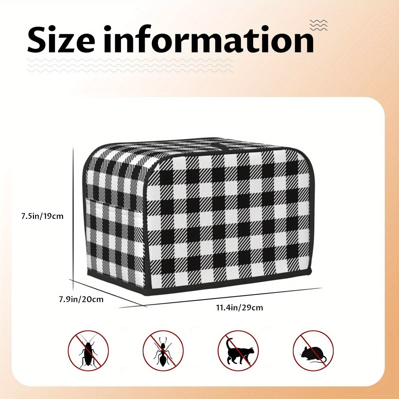 Plaid Quilted Toaster Cover Dust Protector for Kitchen Countertop 2-Slice