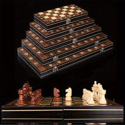 Wooden 3-in-1 Board Game Set with Chess Checkers Backgammon Foldable Portable