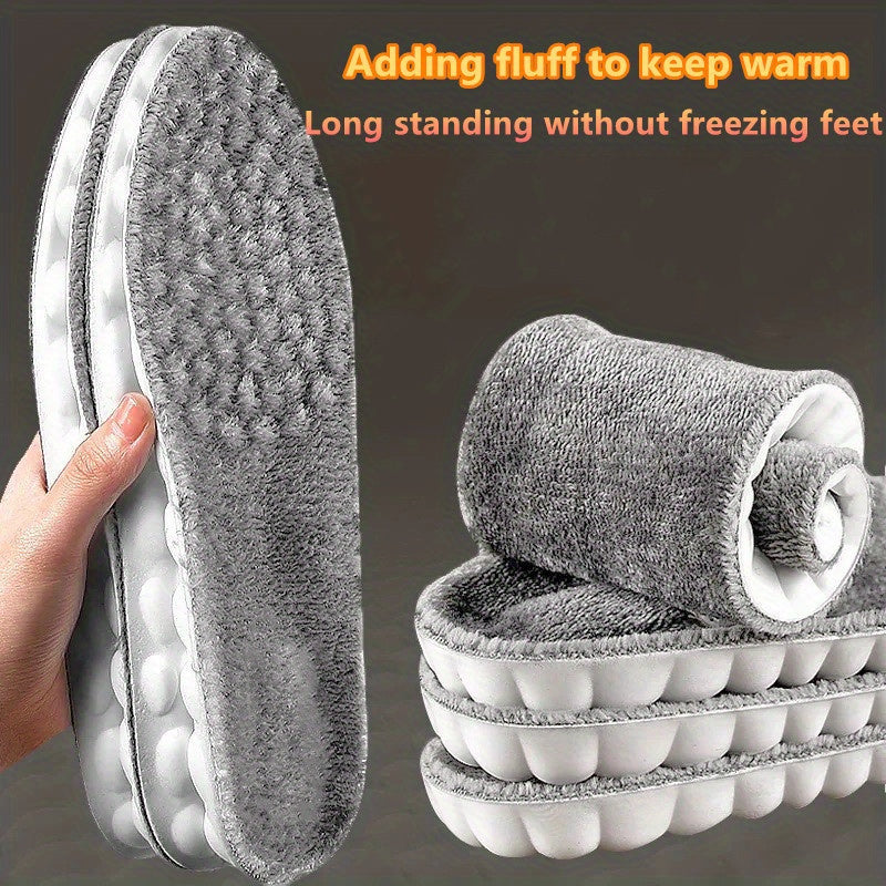 Unisex Thermal Plush Shoe Insoles Thickened Winter Shock Absorbing Pads