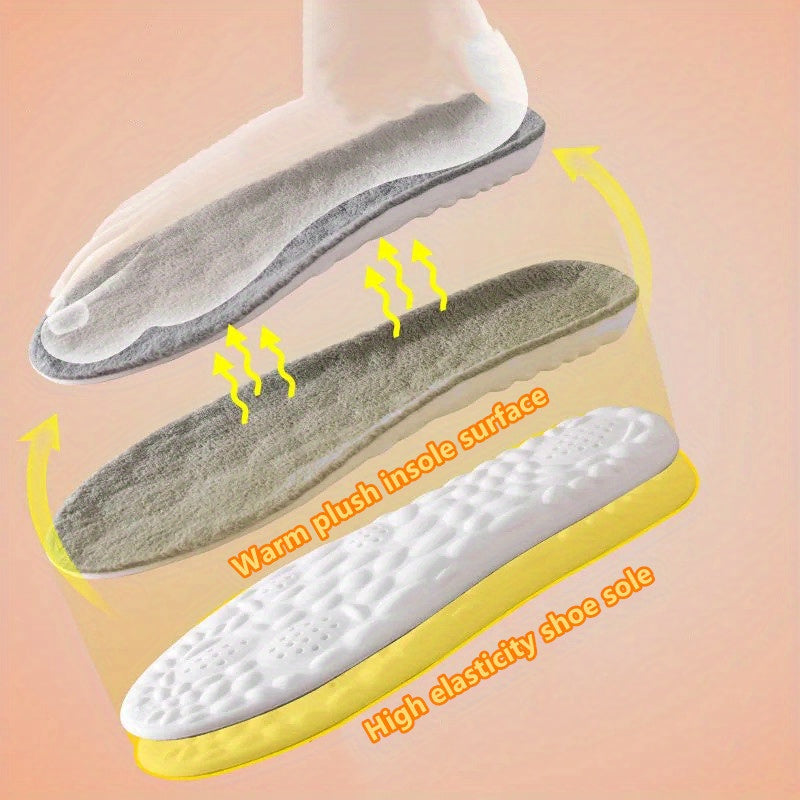 Unisex Thermal Plush Shoe Insoles Thickened Winter Shock Absorbing Pads