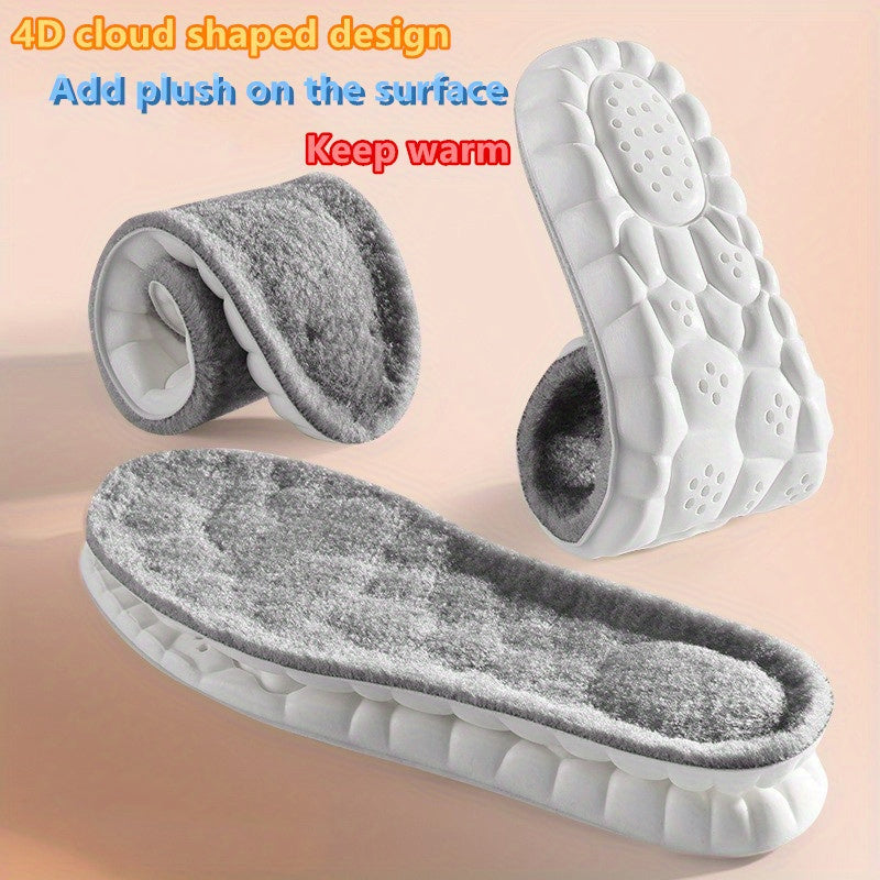 Unisex Thermal Plush Shoe Insoles Thickened Winter Shock Absorbing Pads