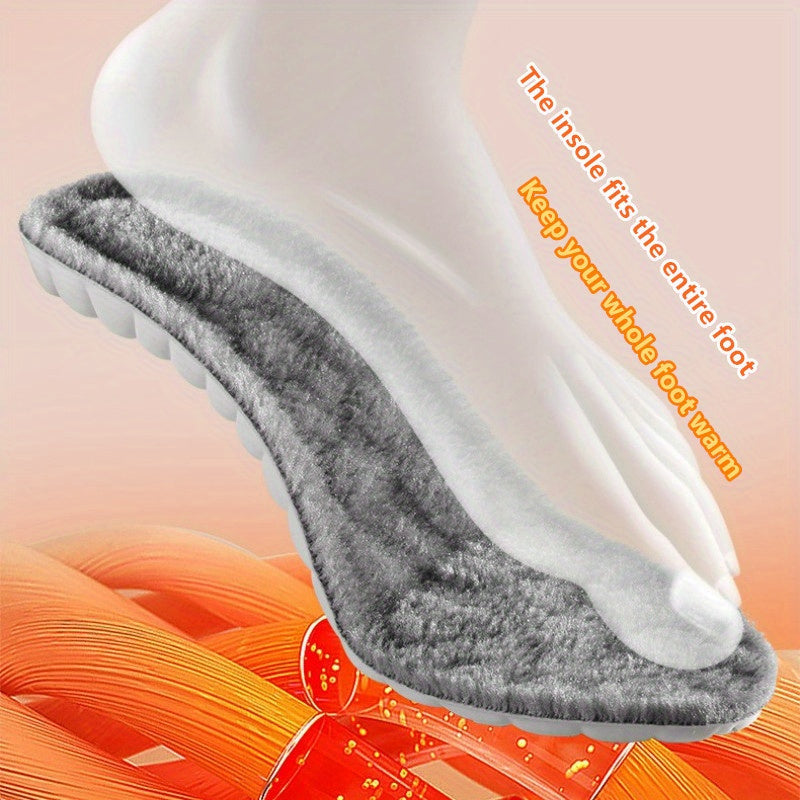 Unisex Thermal Plush Shoe Insoles Thickened Winter Shock Absorbing Pads
