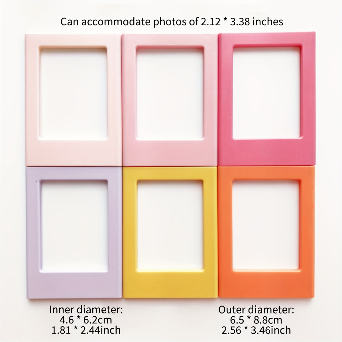 Set of 6 3-Inch Magnetic Photo Frames for Refrigerator Display