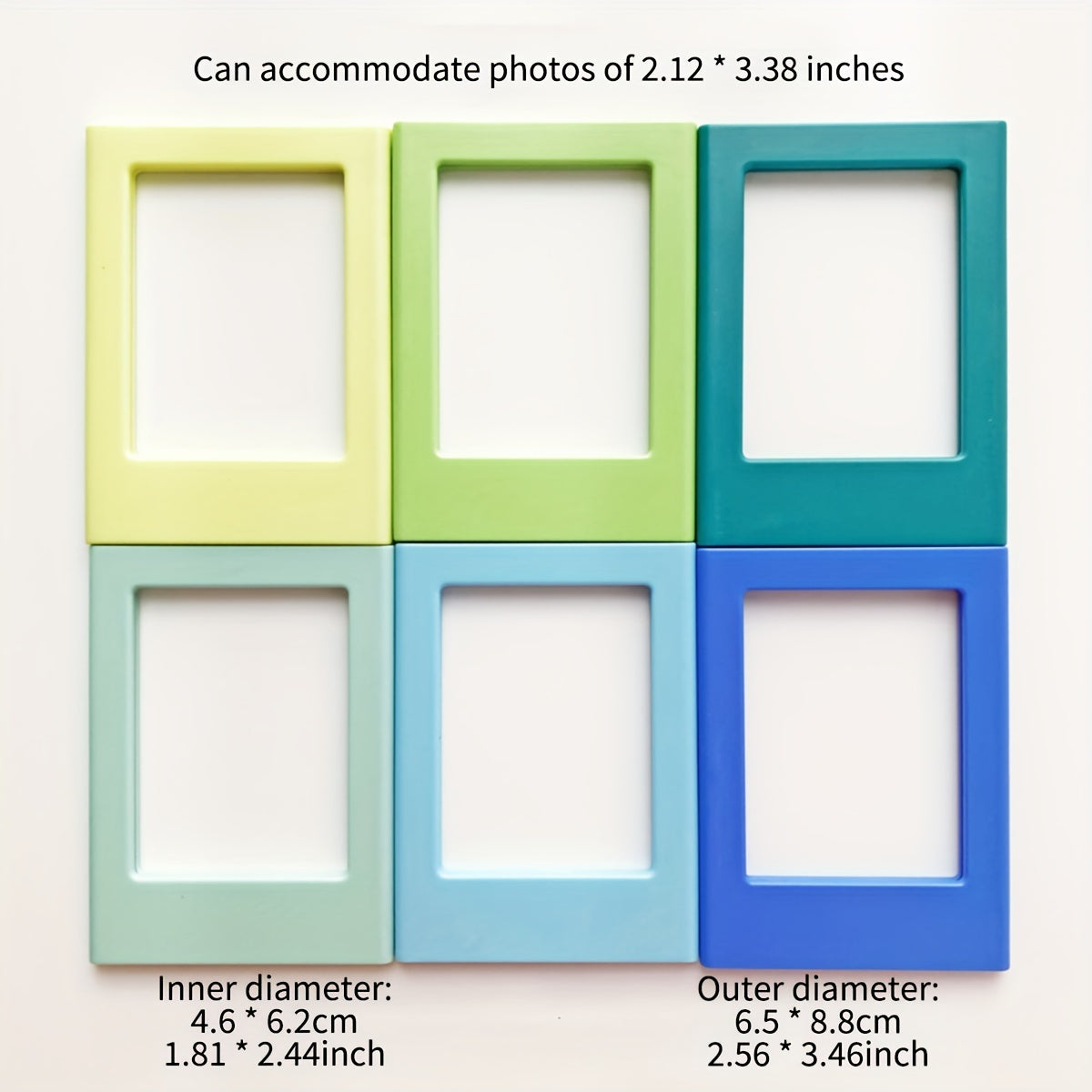 Set of 6 3-Inch Magnetic Photo Frames for Refrigerator Display