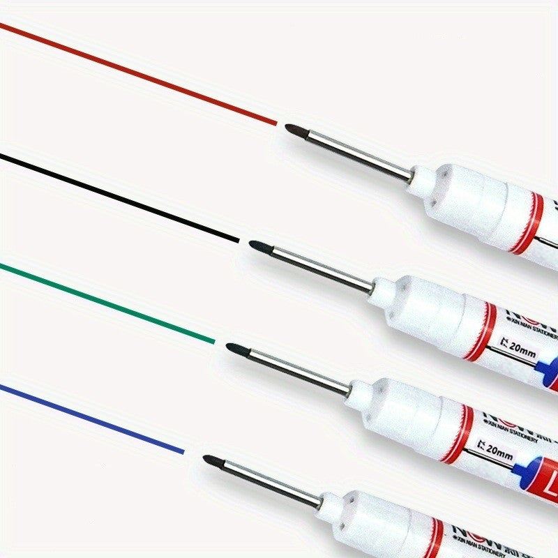 5 ta suv o'tkazmaydigan marker qalamlar, yog'och ishlari, qurilish va hunarmandchilik uchun uzun uchlari bilan. Yog'och, plastik, shisha, metall va sun'iy charmda ko'p qirrali foydalanish uchun o'rtacha nuqta. Noyob dizayn va