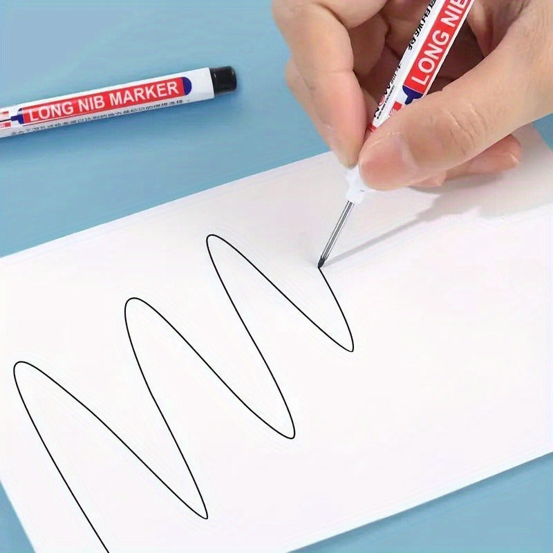 5 ta suv o'tkazmaydigan marker qalamlar, yog'och ishlari, qurilish va hunarmandchilik uchun uzun uchlari bilan. Yog'och, plastik, shisha, metall va sun'iy charmda ko'p qirrali foydalanish uchun o'rtacha nuqta. Noyob dizayn va