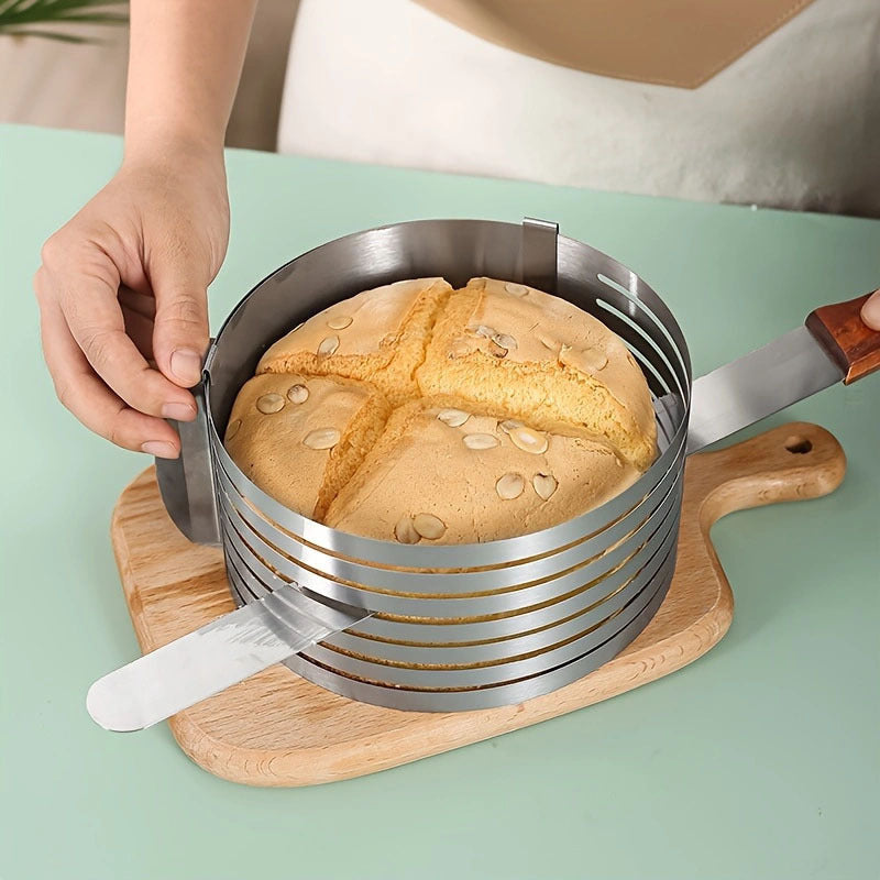 Adjustable Stainless Steel Cake Slicer 7-Level Precision Cutter Ring for 15-20cm Cakes
