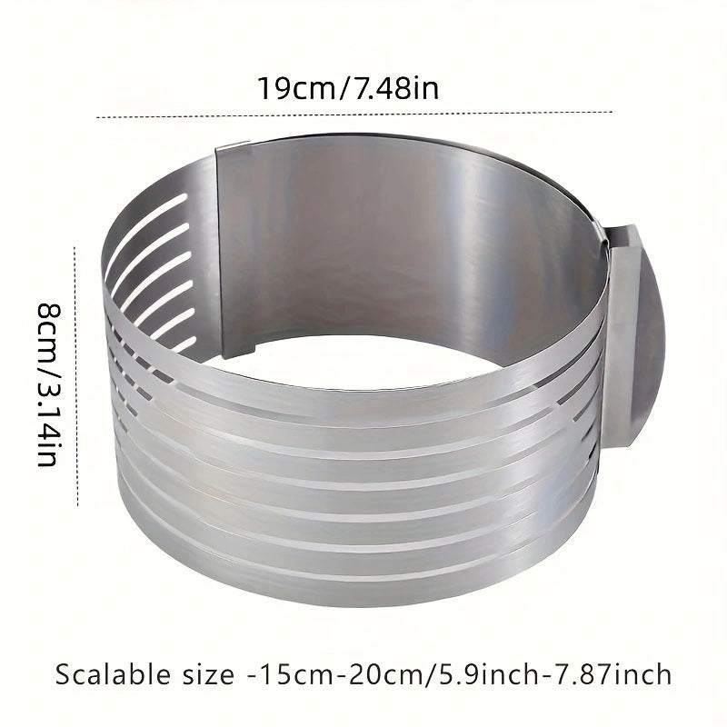 Adjustable Stainless Steel Cake Slicer 7-Level Precision Cutter Ring for 15-20cm Cakes