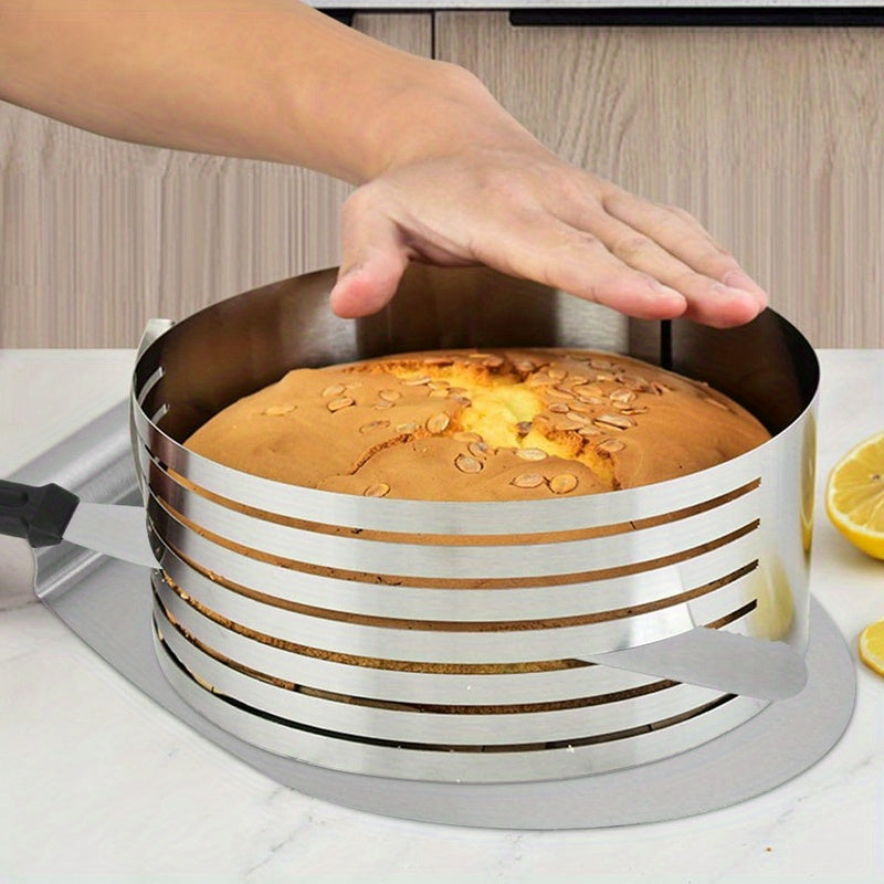 Adjustable Stainless Steel Cake Slicer 7-Level Precision Cutter Ring for 15-20cm Cakes