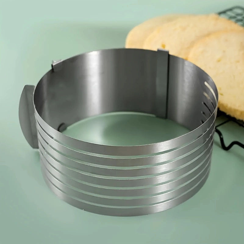 Adjustable Stainless Steel Cake Slicer 7-Level Precision Cutter Ring for 15-20cm Cakes