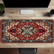 Large Boho Chic Gaming Mouse Pad with Antique Persian Carpet Design Non-Slip Rubber Base Stitched Edges Large Size