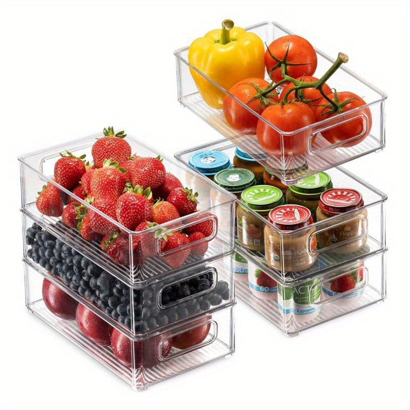 Stackable Shaffof Muzlatgichda Saqlash Qutisi - Ushbu oziq-ovqat xavfsiz plastik tashkilotchisi bilan mevalaringiz va sabzavotlaringizni yangi saqlang. Oshxonangizni, ofis stolingizni yoki uyingizni tartibga solish uchun ideal.