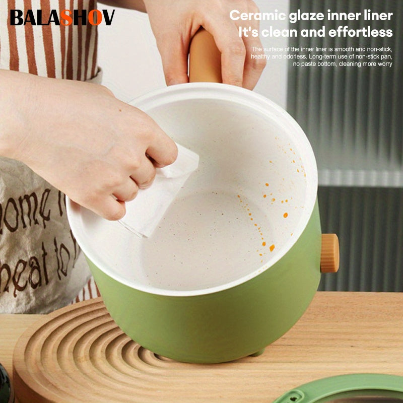 1.6L Electric Pot with Steamer Rack Non-Stick Saute Pan for Pasta Noodles and Hot Pot