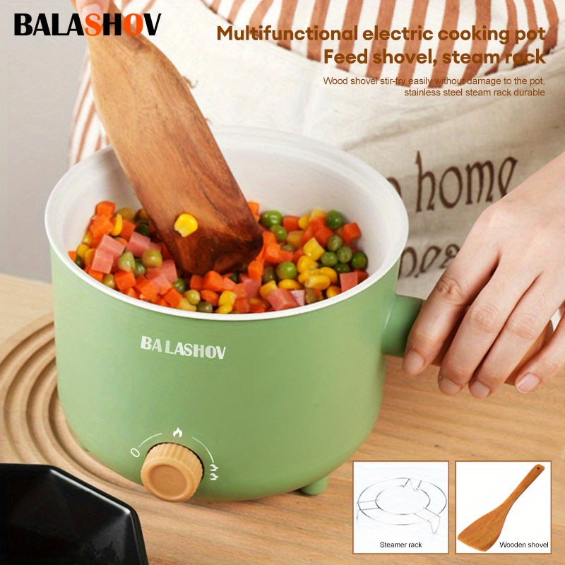 1.6L Electric Pot with Steamer Rack Non-Stick Saute Pan for Pasta Noodles and Hot Pot