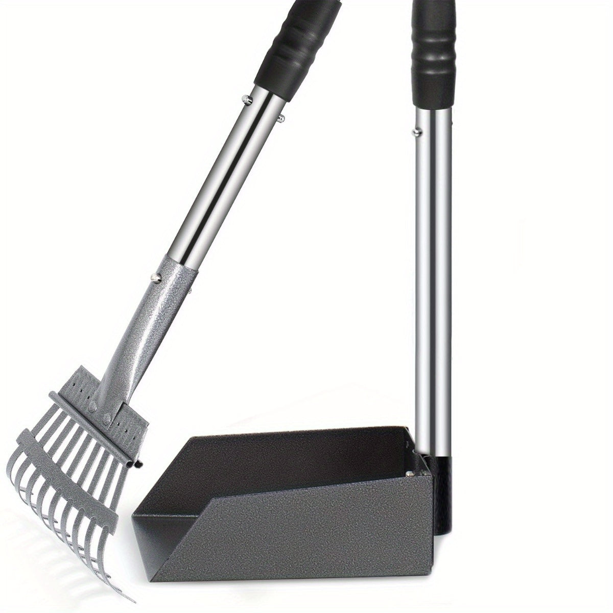 Stainless Steel Pet Waste Cleanup Kit with Pooper Scooper Rake Bin
