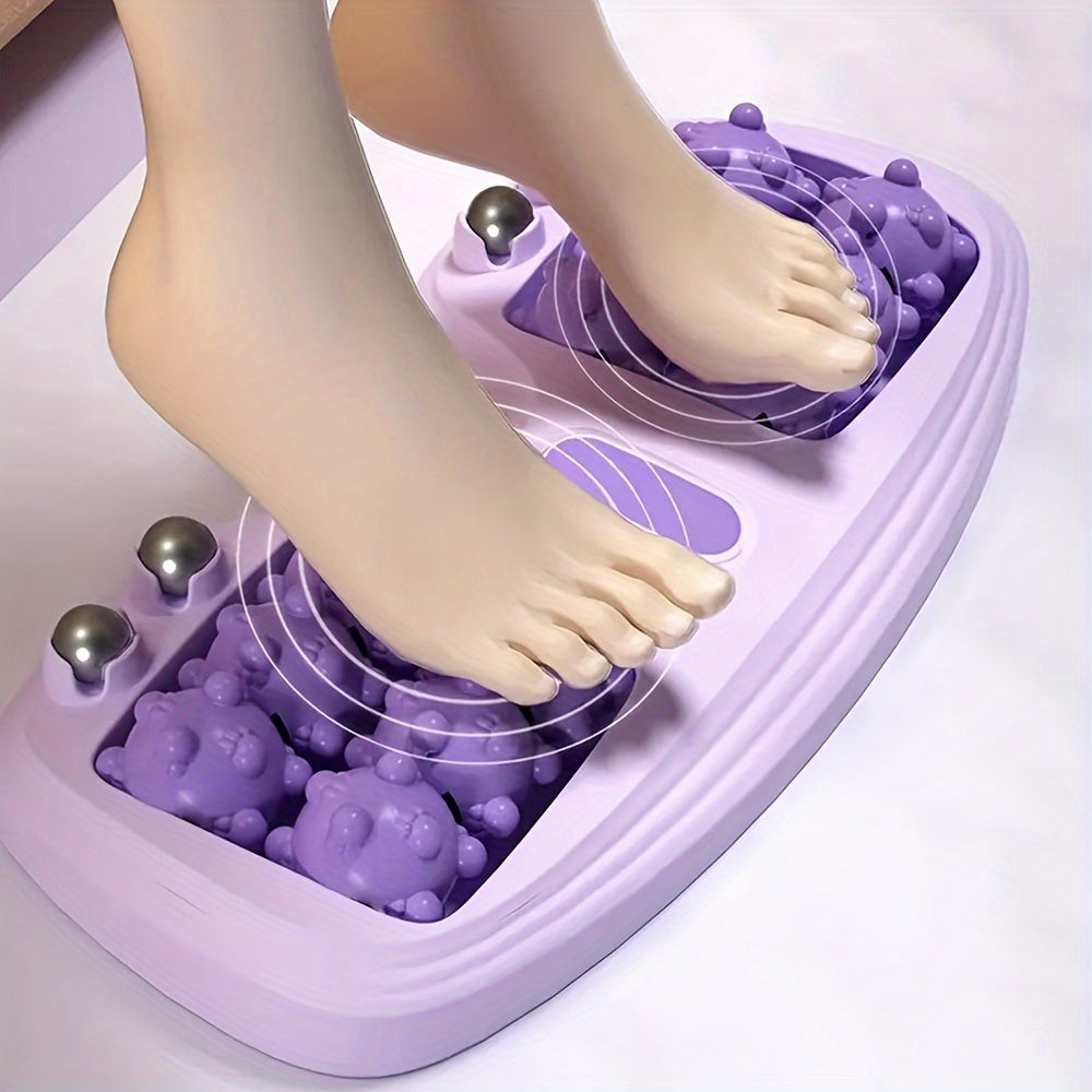 Purple Dual-Control Foot Massager with 4-Row Roller Wheels for Acupressure and Plantar Relaxation
