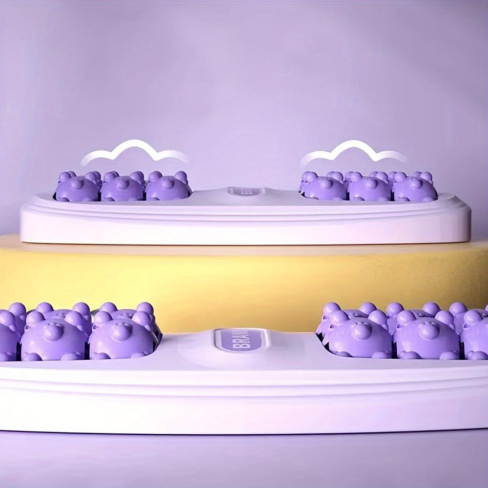 Purple Dual-Control Foot Massager with 4-Row Roller Wheels for Acupressure and Plantar Relaxation