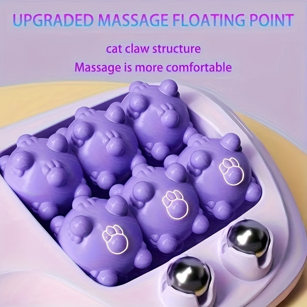 Purple Dual-Control Foot Massager with 4-Row Roller Wheels for Acupressure and Plantar Relaxation