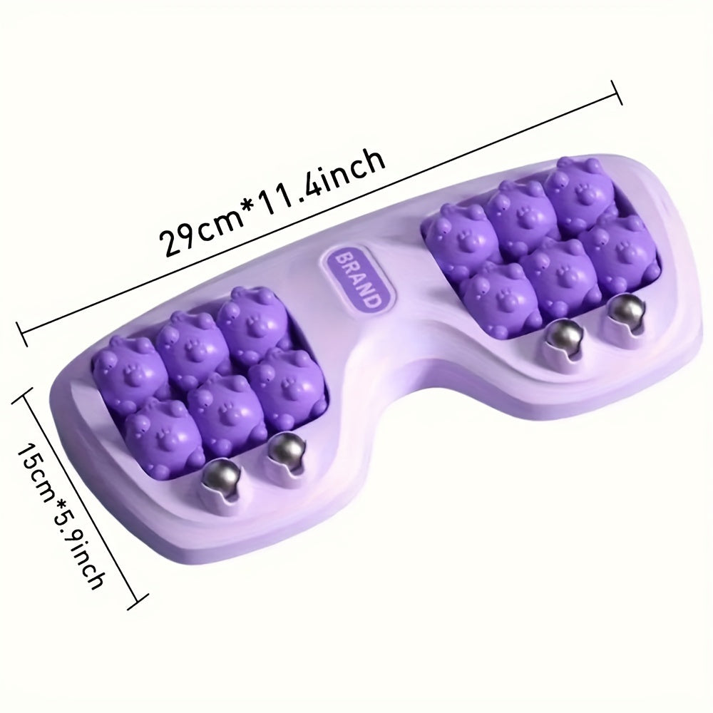Purple Dual-Control Foot Massager with 4-Row Roller Wheels for Acupressure and Plantar Relaxation