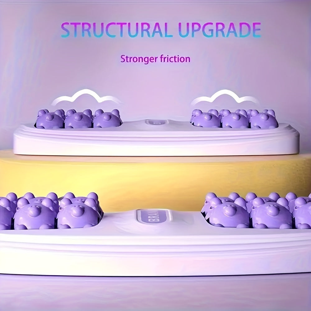 Purple Dual-Control Foot Massager with 4-Row Roller Wheels for Acupressure and Plantar Relaxation