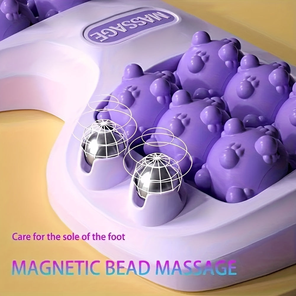 Purple Dual-Control Foot Massager with 4-Row Roller Wheels for Acupressure and Plantar Relaxation