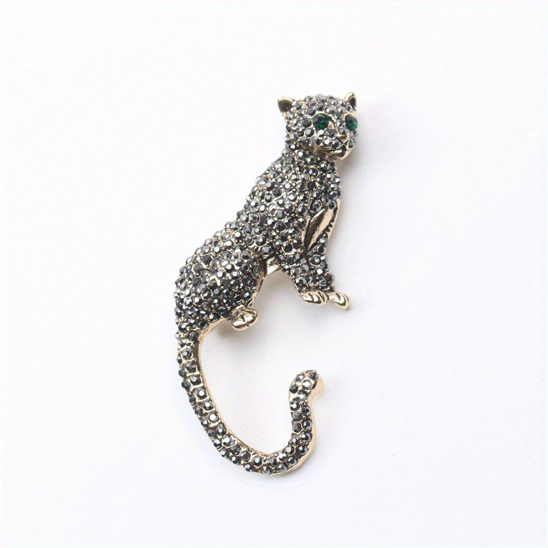 Cheetah Brooch Pin Vintage Rhinestones Fashion Jewelry for Women